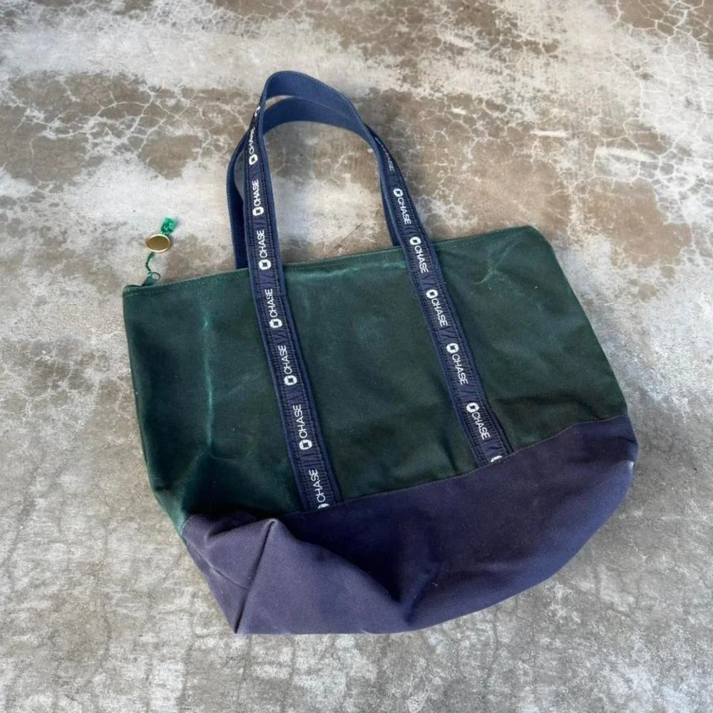 Vintage 90's chase bank money canvas tote bag